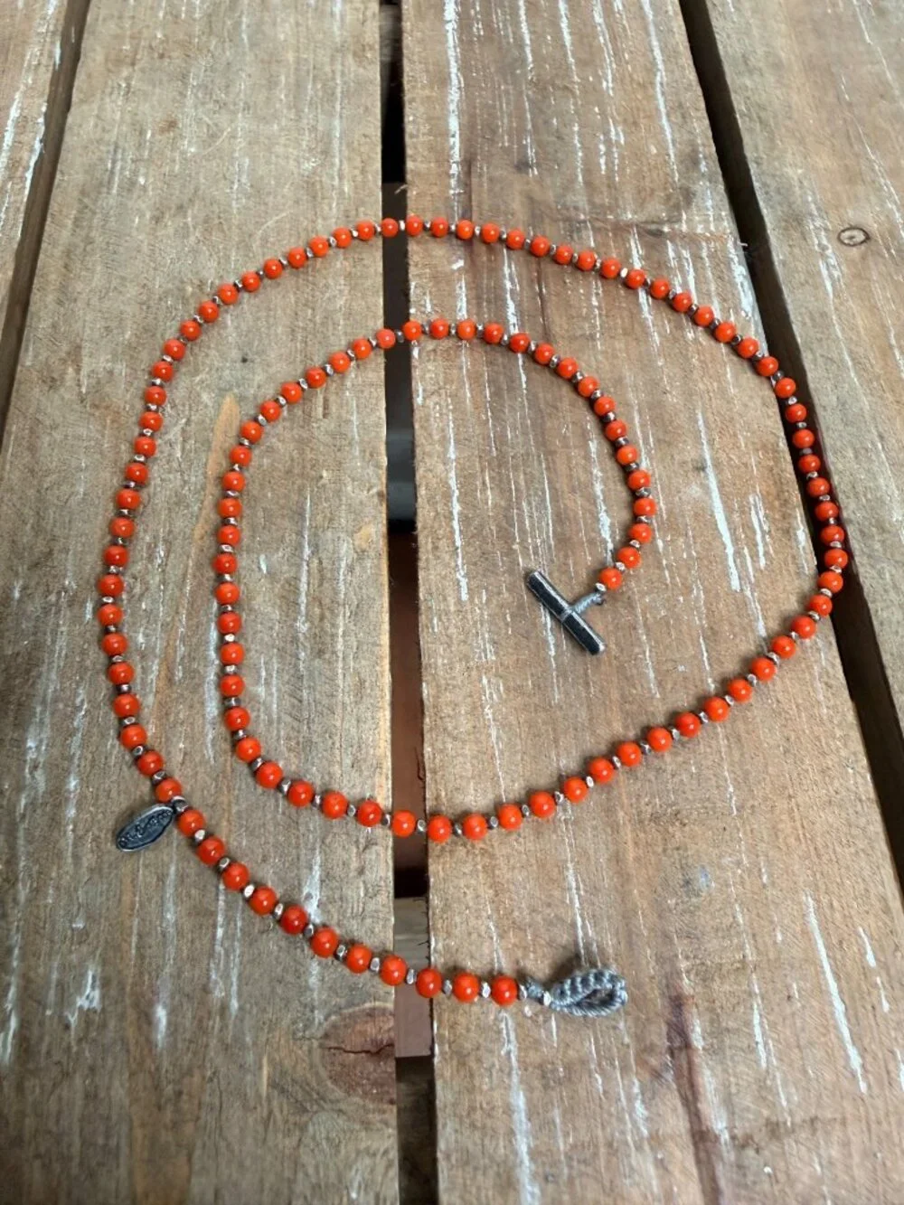 M.Cohen Red/ Orange Stone & .925 Sterling Silver Convertible Necklace / Wrap Bra